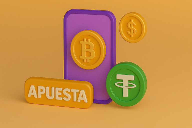 Logos de Bitcoin y otras criptomonedas aceptadas en casas de apuestas de Chile